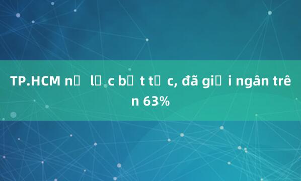 TP.HCM nỗ lực bứt tốc， đã giải ngân trên 63%